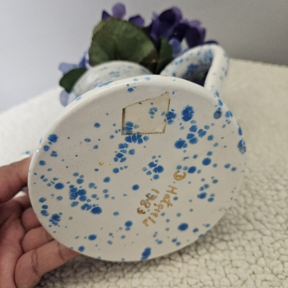 Blue and Purple Floral Ceramic Vase - Picture 14 of 16